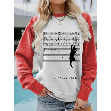 Cat With Sheet Music Contrast Color Sweatshirt