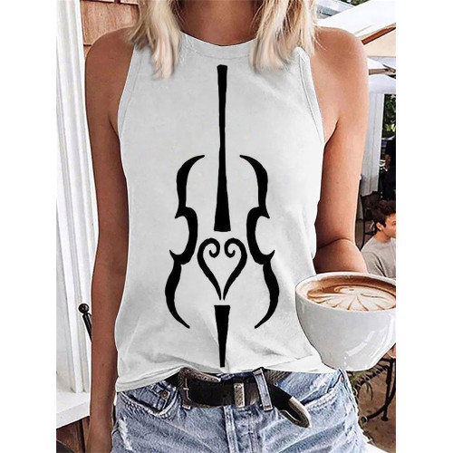 Classy Cello Line Art Graphic Tank Top