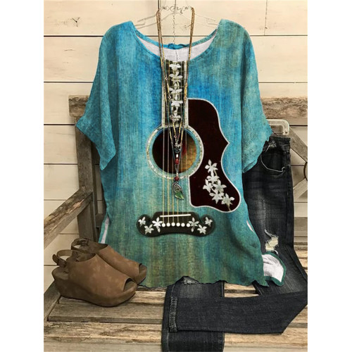 Classy Flowers Deco Guitar Inspired Flowy Tunic