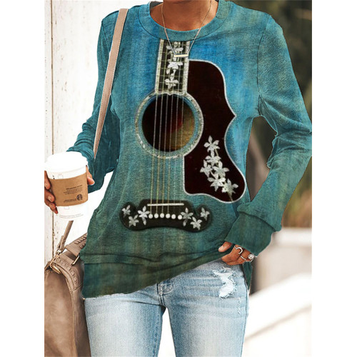 Classy Flowers Deco Guitar Inspired Sweatshirt