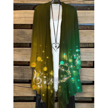 Classy Glitter Music Notes Gradient Flowy Cardigan