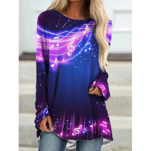 Classy Glowing Music Notes A Line T Shirt