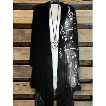 Classy Glowing Music Notes Flowy Cardigan