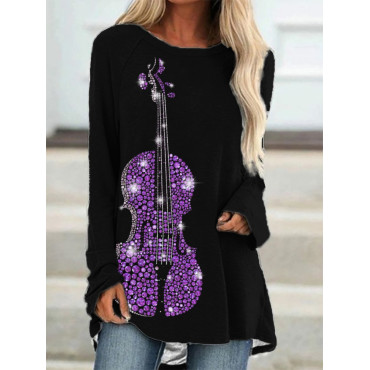Classy Violin Glitter Art A Line T Shirt