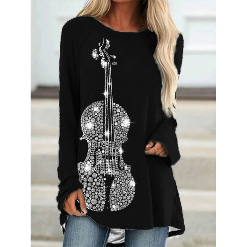 Classy Violin Glitter Art A Line T Shirt