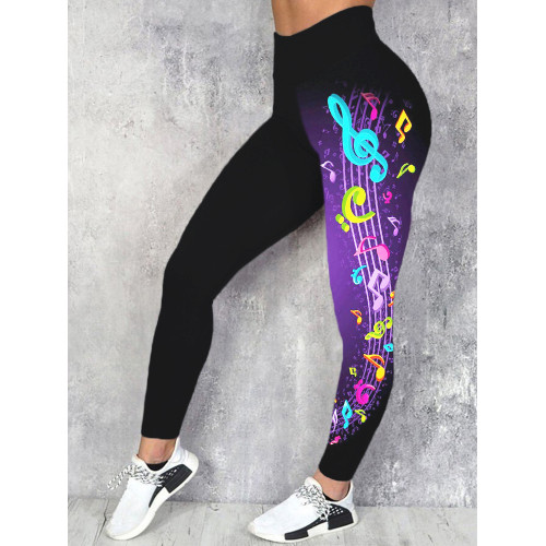 Colorful Music Notes Inspired Casual Leggings