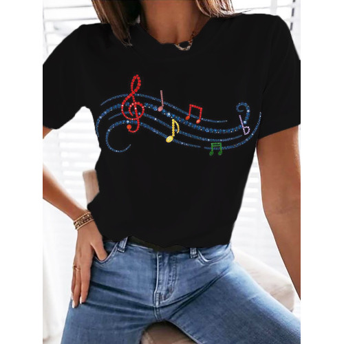 Colorful Musical Notes Short Sleeve T Shirt