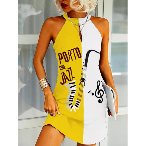 Cool Jazz Music Note Inspired Slim Fit Mini Dress