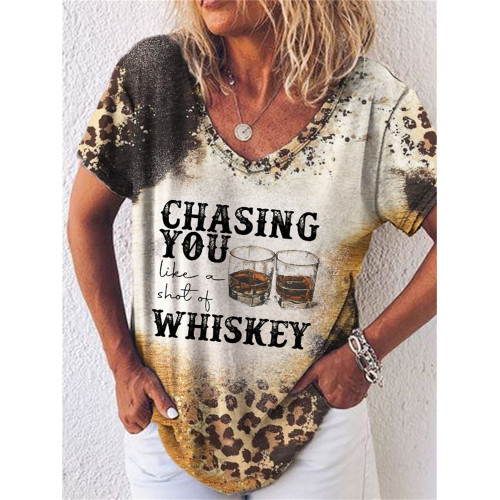 Country Music Leopard Cowhide Bleached T Shirt