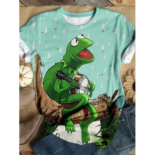 Frog Guitar Casual Crew Neck T-shirt