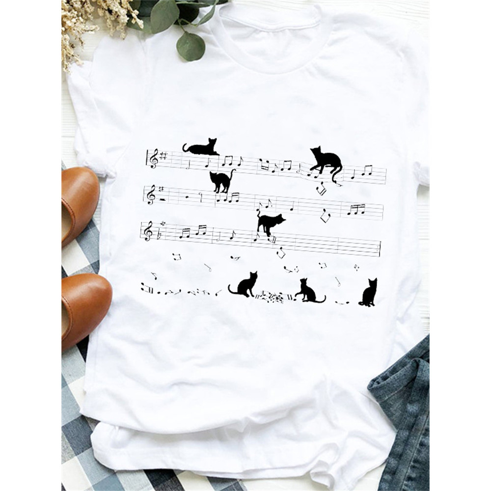 Funny Cats Sheet Music Graphic T Shirt