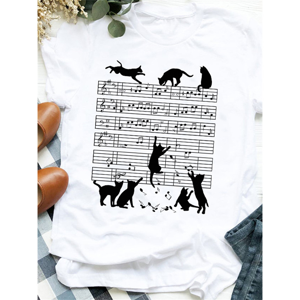 Funny Cats Sheet Music Graphic T Shirt
