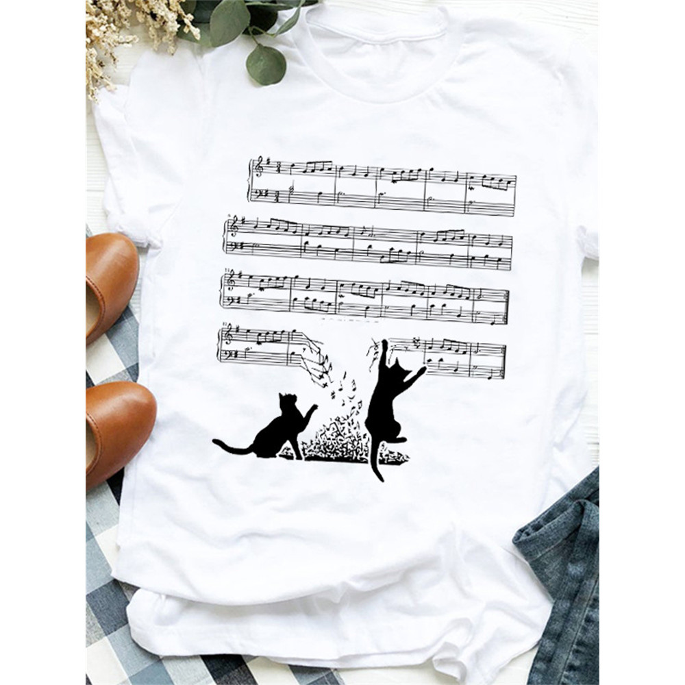 Funny Cats Sheet Music Graphic T Shirt