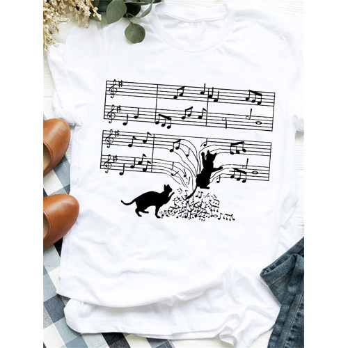 Funny Cats Sheet Music Graphic T Shirt
