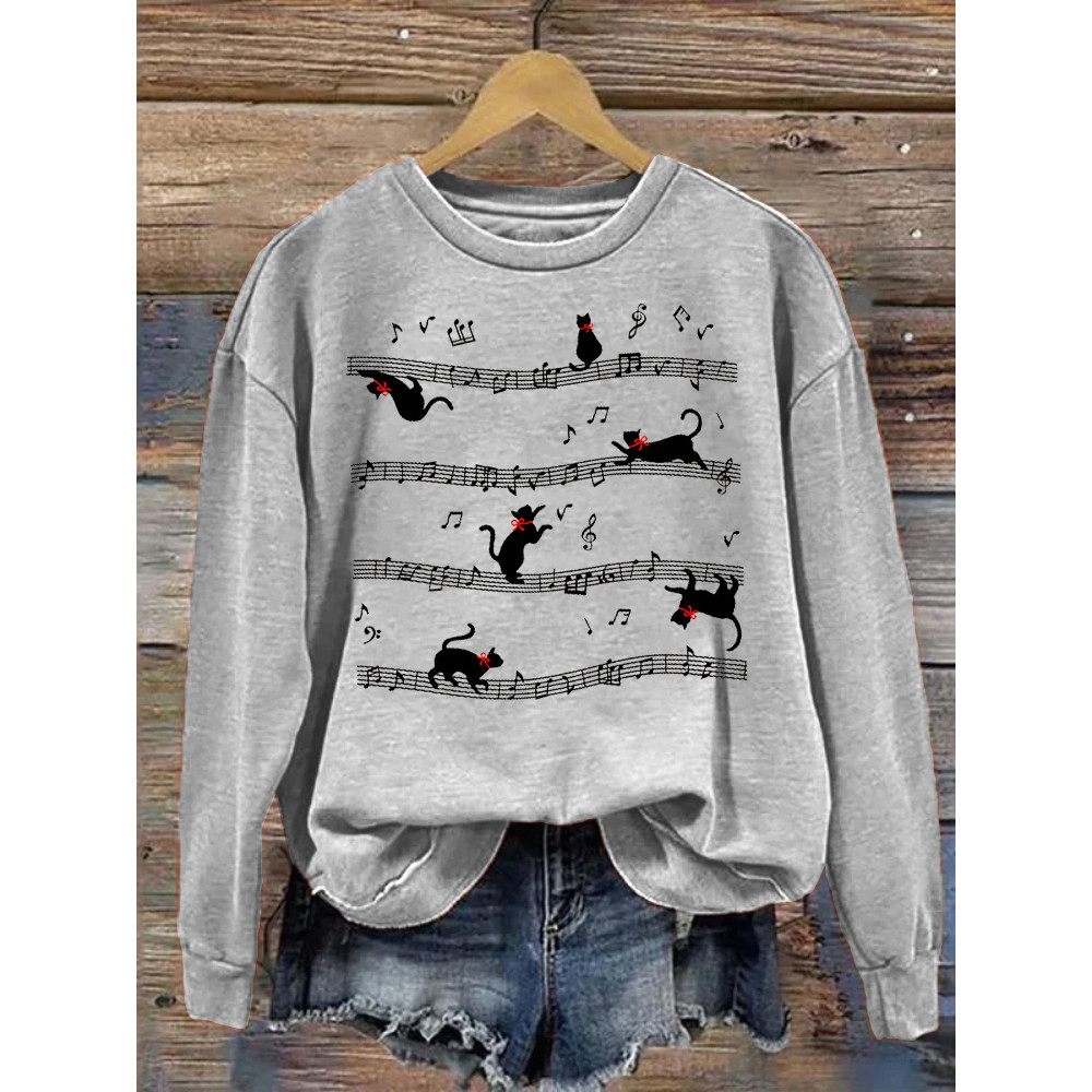 Funny Cats on Musical Signal Score Sweatshirt