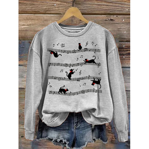 Funny Cats on Musical Signal Score Sweatshirt