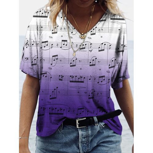 Fur Elise Sheet Music Inspired Gradient V Neck T Shirt