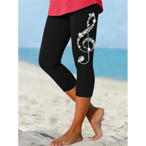 Glitter Treble Clef Comfy Cropped Leggings
