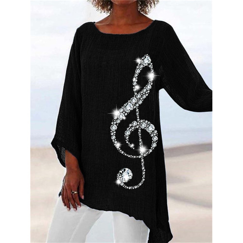 Glitter Treble Clef Gradient Asymmetric Flowy Tunic