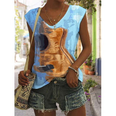 Guitar Inspired Art V Neck Tank Top