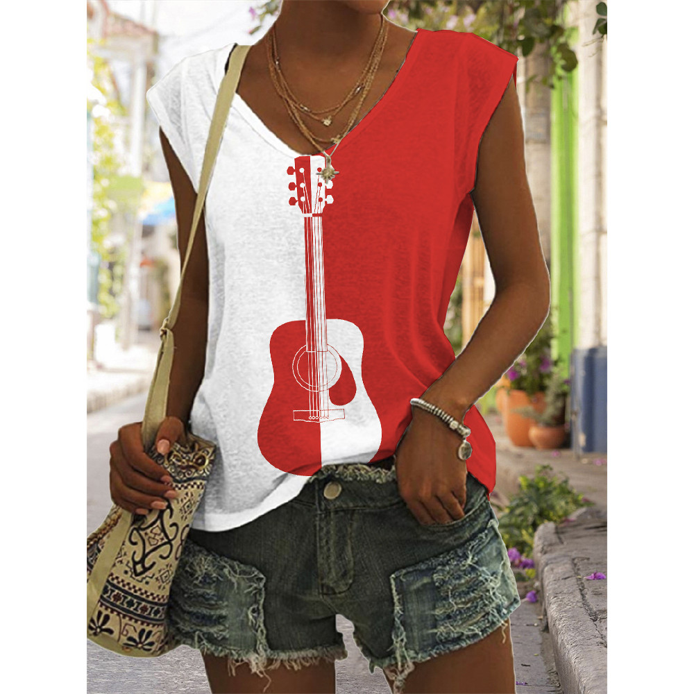 Guitar Inspired Contrast Color Tank Top