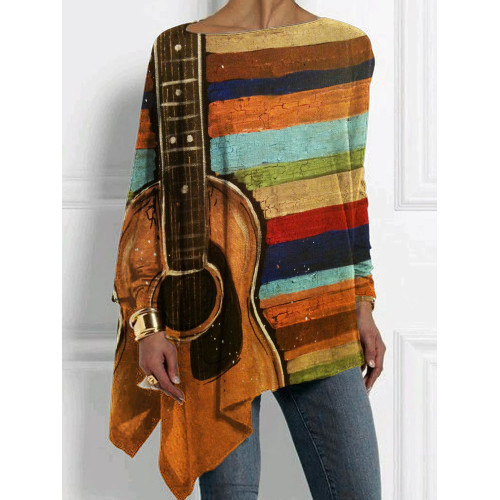Guitar Lover Colorful Striped Art T Shirt