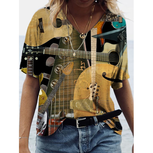 Guitar Lover Essential V Neck T Shirt