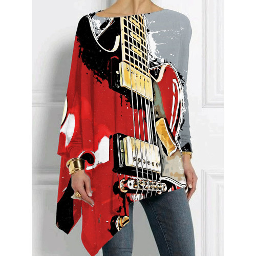 Guitar Music Art Bat Sleeve T Shirt