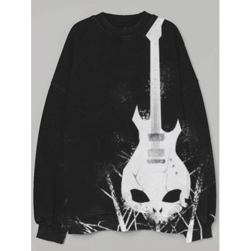 Halloween Musical Horror Skull Face Art Print Sweatshirt