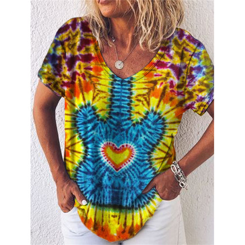 Hippie Heart Guitar Inspired Tie Dye T Shirt
