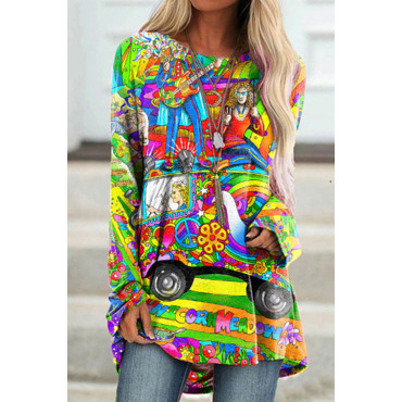 Hippie Music Print Casual Tunic