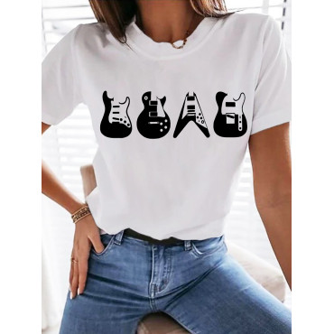 Iconic Guitars Graphic Round Neck T Shirt