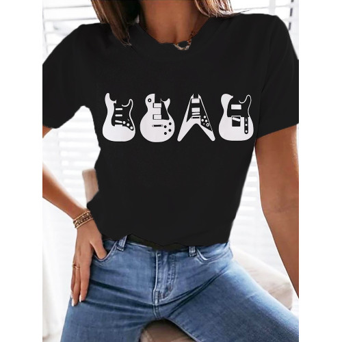 Iconic Guitars Graphic Round Neck T Shirt
