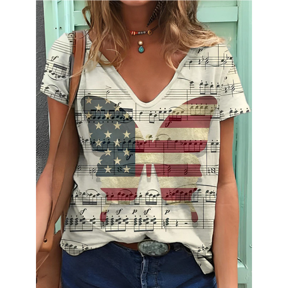 Independence Day Butterfly Casual T-Shirt