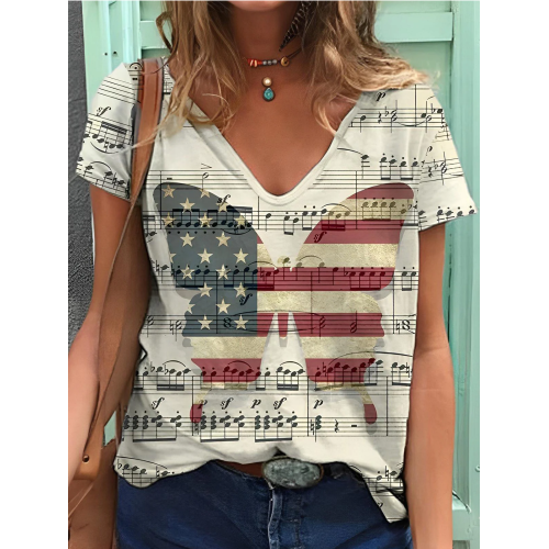 Independence Day Butterfly Casual T-Shirt