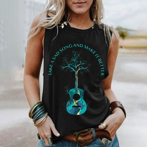 Inspirational Take A Sad Song And Make It Better Printed Tank Top