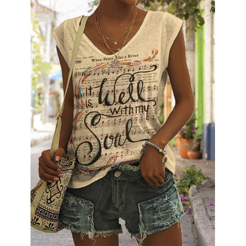 It Is Well With My Soul Sheet Music V Neck Tank Top