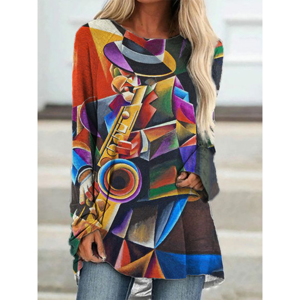 Jazz Musician Geometric Art A Line T Shirt
