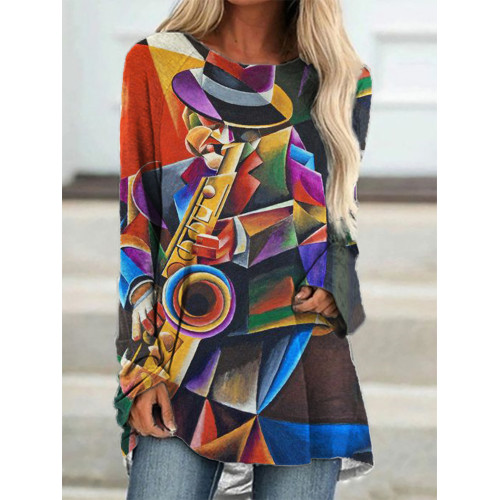 Jazz Musician Geometric Art A Line T Shirt