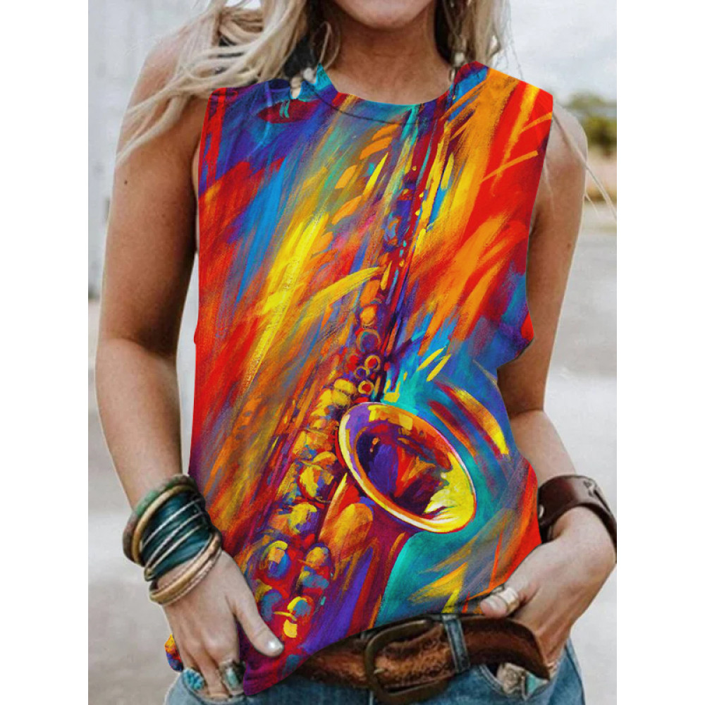 Jazz Sax Art Comfy Casual Tank Top