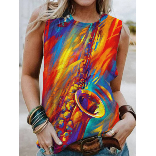 Jazz Sax Art Comfy Casual Tank Top