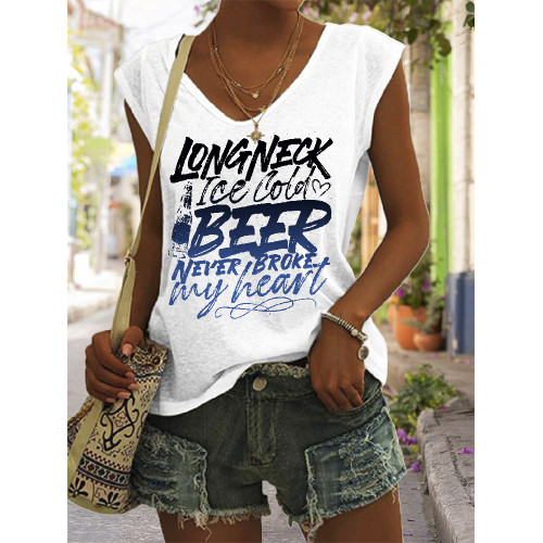 Longneck Ice Cold Beer Never Broke My Heart Tank Top