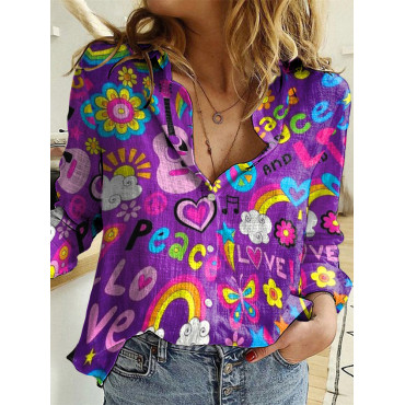 Love And Peace Music Print Shirt