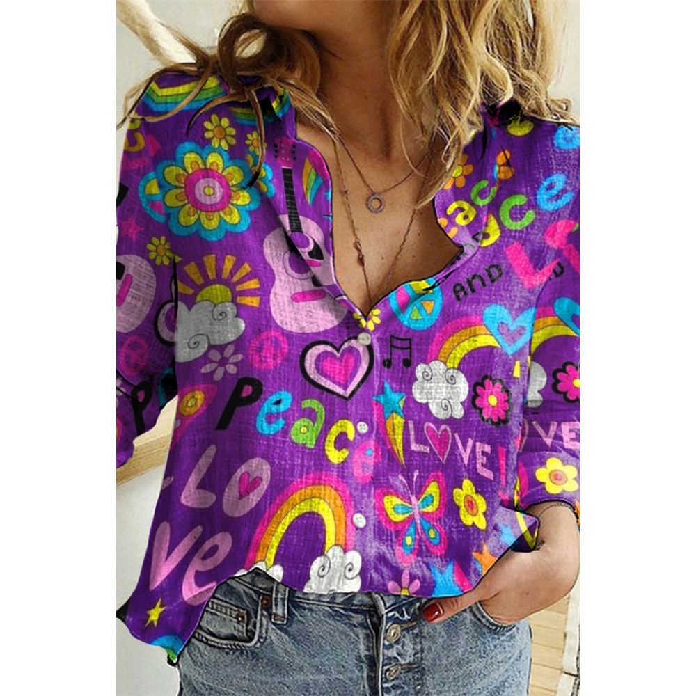 Love And Peace Music Print Shirt
