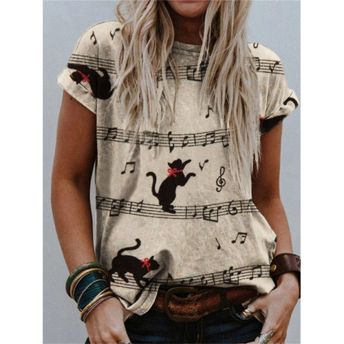 Lovely Cats Sheet Music Graphic T Shirt