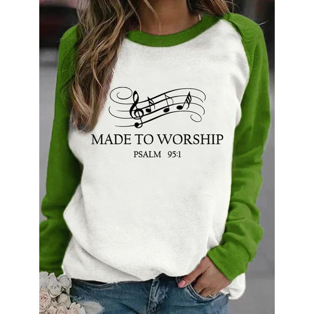 Made to Worship Color Block Crew Neck Sweatshirt