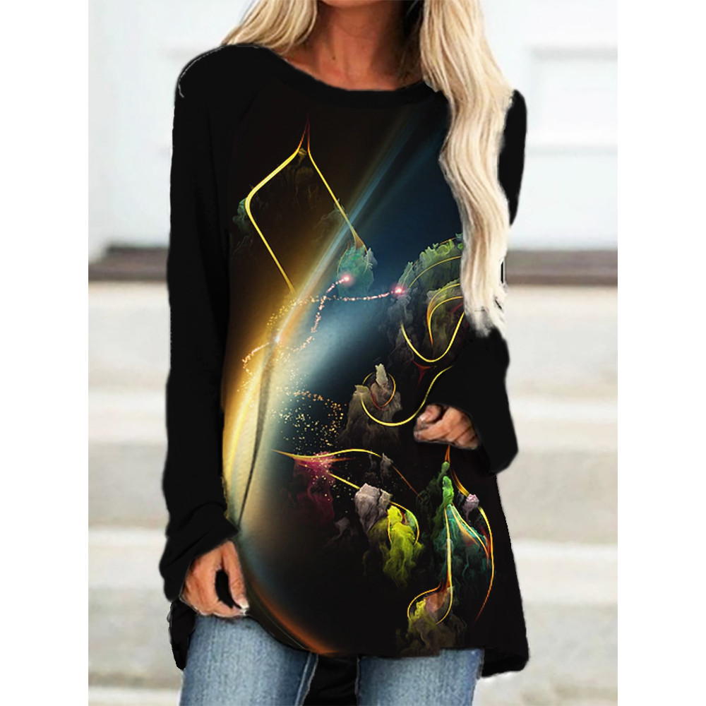 Magical Music Notes Print Long Sleeve T Shirt