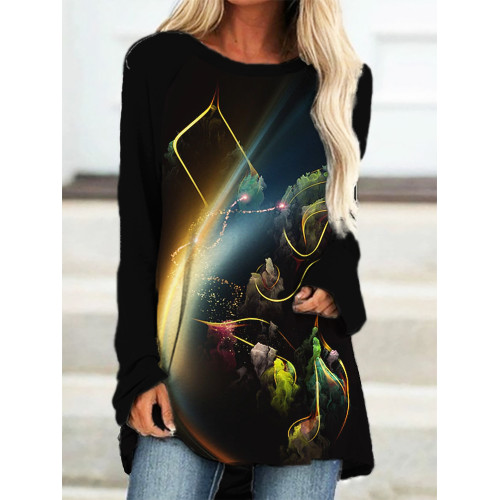Magical Music Notes Print Long Sleeve T Shirt