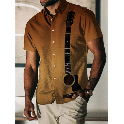 Men's Guitar Inspired Gradient Short Sleeve Shirt