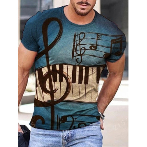 Men's Piano Music Notes Short Sleeve T Shirt